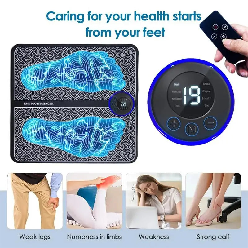 **Discover Deep Relief: Foldable EMS Foot Massager with Smart Technology, 8 Massage Modes, and Remote Control – Your Path to Ultimate Comfort and Relaxation!**