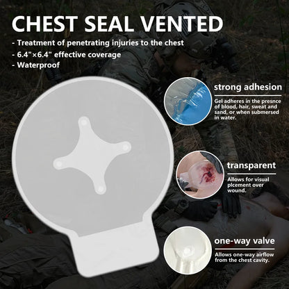 **High-Performance Tactical Chest Seal – 4 Vent Holes for Optimal Airflow | Crucial Emergency Tool for First Responders and Outdoor Enthusiasts**