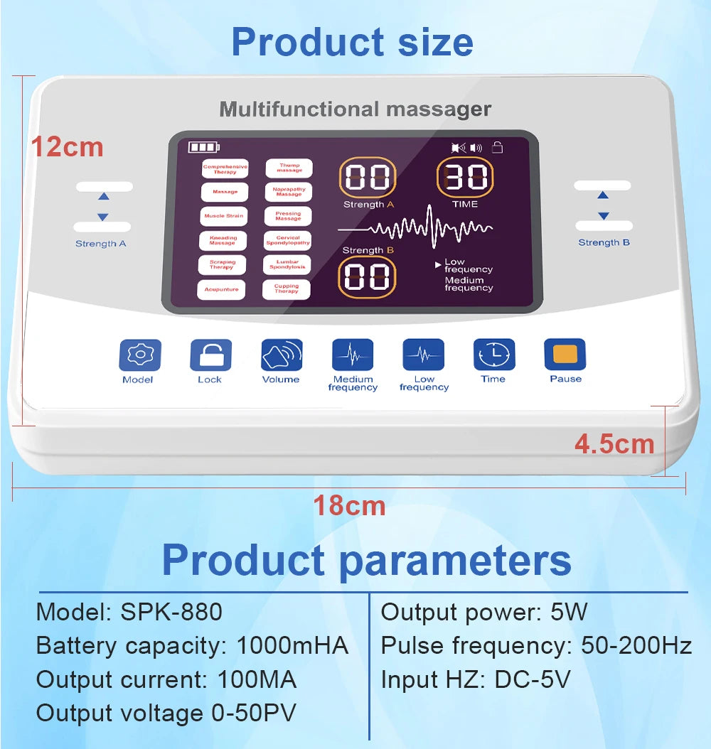 **Pro High-Tech 12 Modes TENS Machine - Ultimate EMS Acupuncture & Low-Frequency Massage Therapy for Total Muscle Relief & Relaxation!**