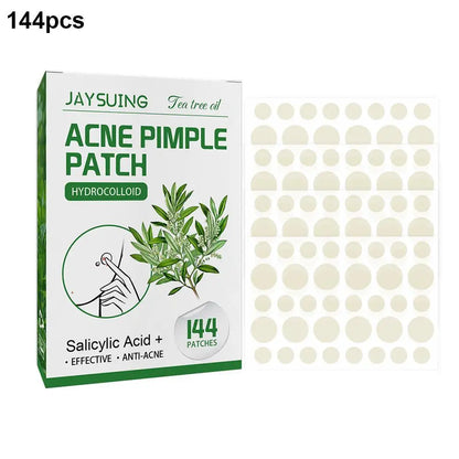 "144 Patches Hydrocolloid Acne Pimple Patches with Salicylic Acid & Tea Tree Oil – Fast Relief for Inflamed Acne & Whiteheads, Translucent Matte Finish for Discreet Healing!"