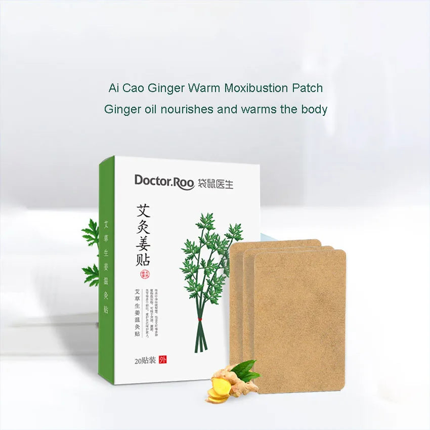 "20PC Premium Moxibustion Patches with Mugwort & Ginger – Effective Warm Therapy for Neck, Back, and Knee Discomfort – Unlock Ultimate Comfort Naturally!"