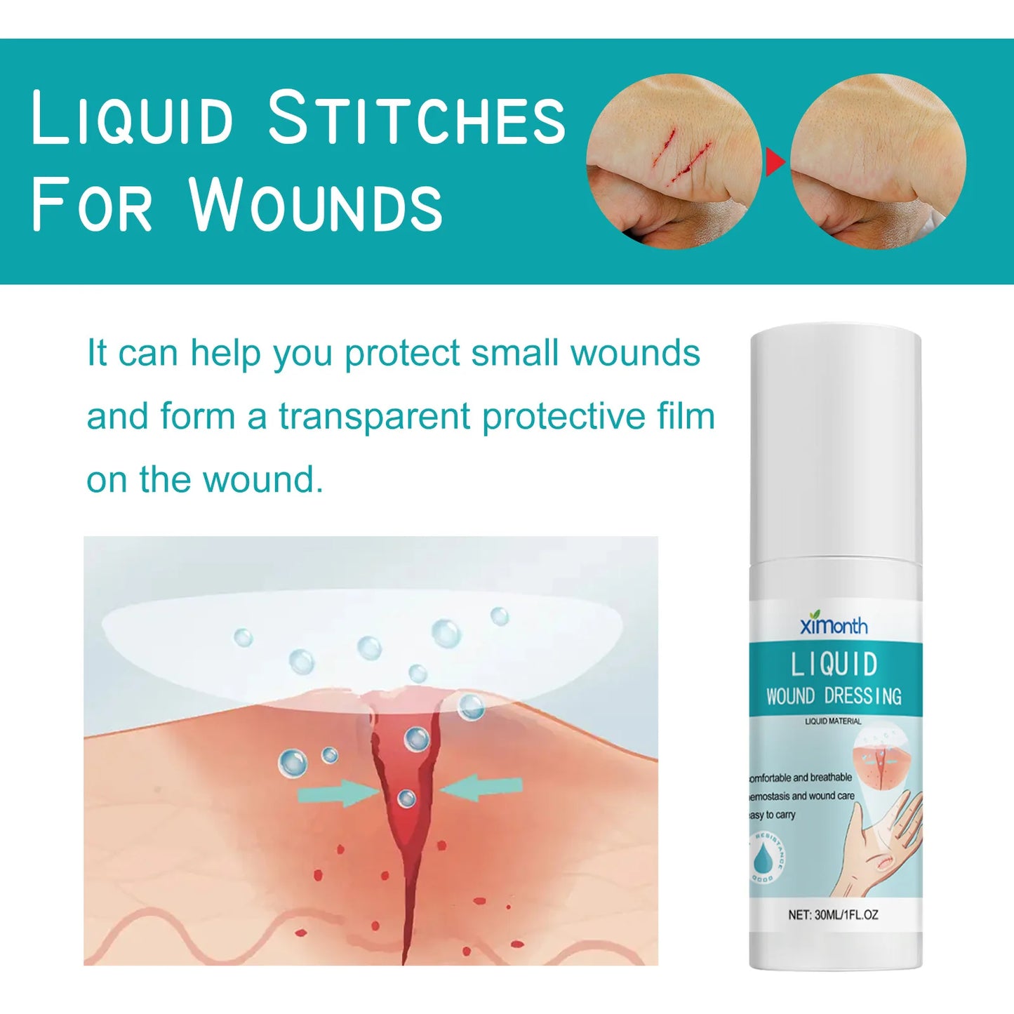 **Fast-Acting Liquid Bandage Spray: Enhance Skin Recovery from Wounds & Bruising | Waterproof Protection That Breathe Easy!**