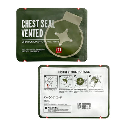 **High-Performance Tactical Chest Seal – 4 Vent Holes for Optimal Airflow | Crucial Emergency Tool for First Responders and Outdoor Enthusiasts**