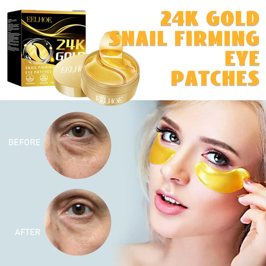 **Illuminate Your Look: Premium 24K Gold Snail Eye Patches for Firming, Smoothing & Revitalizing Tired Eyes!**