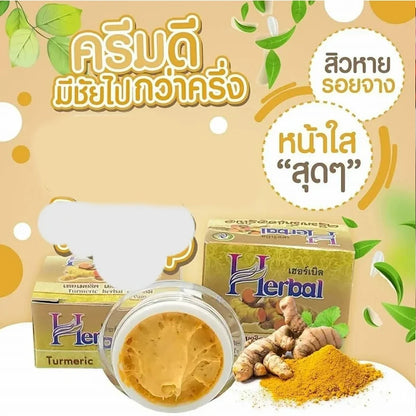 **Unlock Radiance with Thailand Turmeric Herbal Cream - 5g of Nature's Best for Acne Relief, Wrinkle Smoothing & Dark Spot Fading! Experience the Transformation Today!**