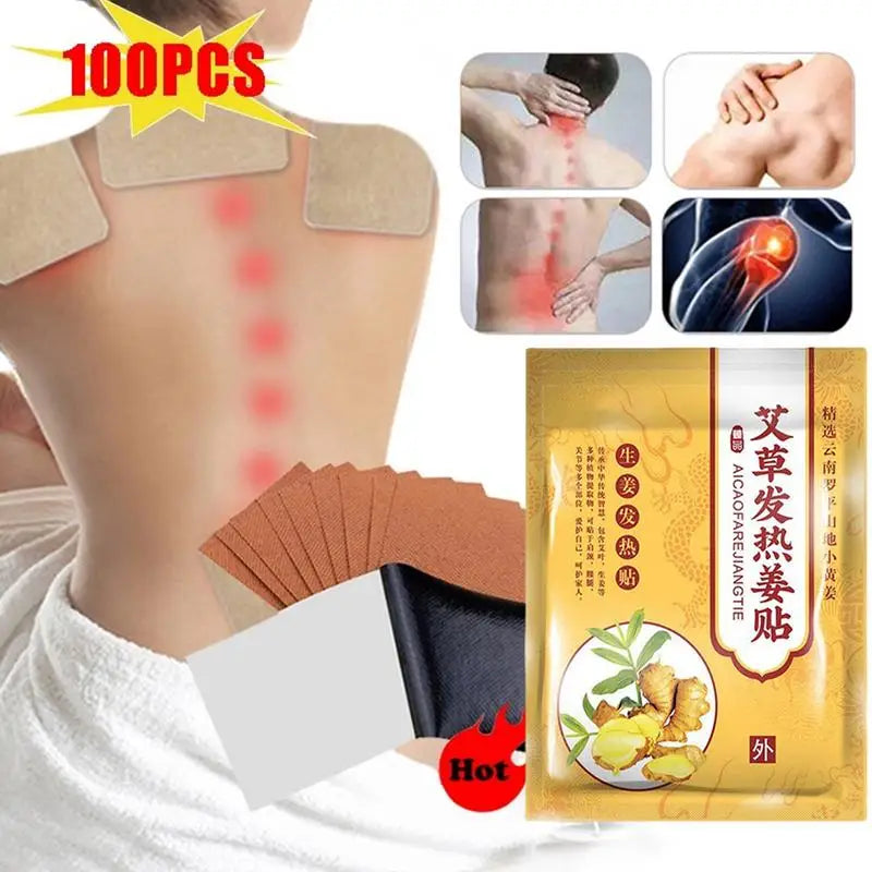 **Herbal Ginger Self-Heating Compresses (50/100pcs) - Experience Natural Relief from Pain and Fatigue | Restore Your Energy with Every Patch!**