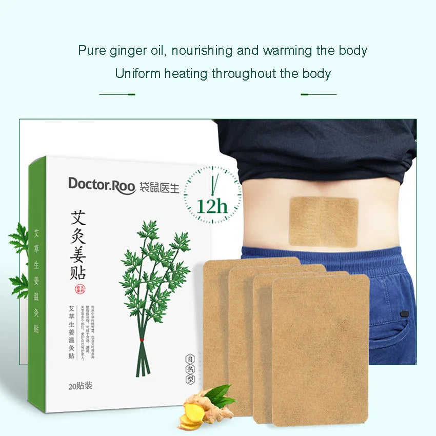 "20PC Premium Moxibustion Patches with Mugwort & Ginger – Effective Warm Therapy for Neck, Back, and Knee Discomfort – Unlock Ultimate Comfort Naturally!"